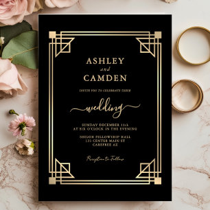 Großartige Gatsby Elegante Goldrahmen-Hochzeit Einladung