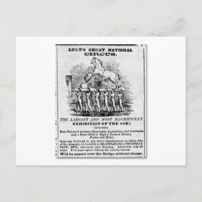 Großartige nationale Circus-Werbung für LentIns Postkarte (Vorderseite)