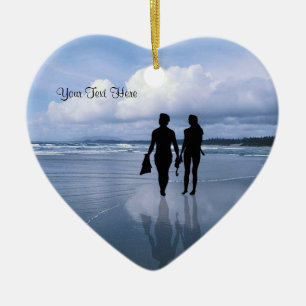 Großartige Ozean-Wellen und Strand Keramik Ornament