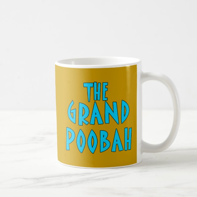 Großartige Poobah blaue Schriftart-Produkte Kaffeetasse (Rechts)