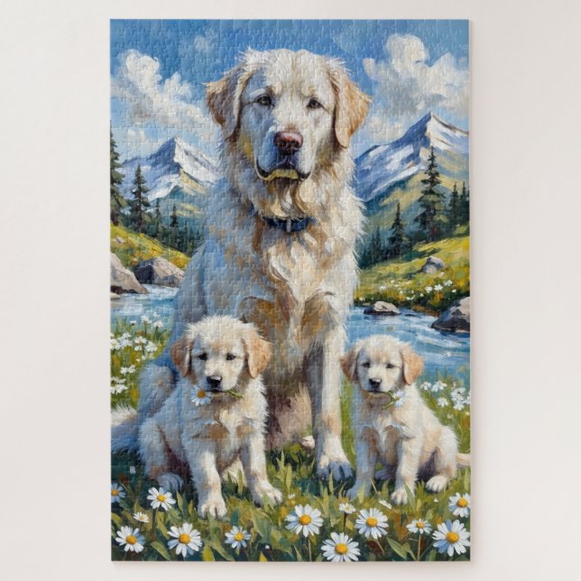 Großartige Pyrenäen Alpen-Tal-Kunst Puzzle (Vertikal)