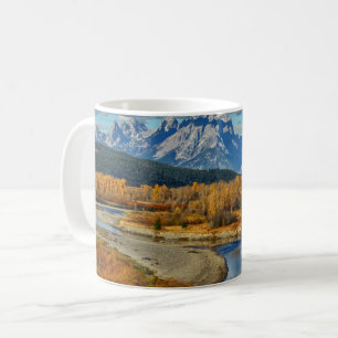 Großartige Teton Gebirgsfluss-Ansicht in Herbst Kaffeetasse