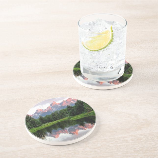 Großartige Teton Reflexionen über dem Biber-Teich Getränkeuntersetzer (Seite)