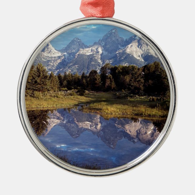 Großartige Teton Reflexionen Yellowstone Silbernes Ornament (Vorne)