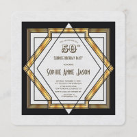 Großartiger Gatsby Gold Weiße Art Deco 50. Geburts