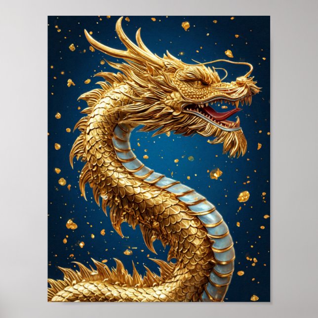 Großartiger Goldener Drache Poster (Vorne)