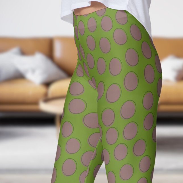 Großartiger grüner Olivendrab Polka Dot Muster Leggings (Gorgeous Olive Drab Polka Dot Pattern Leggings)