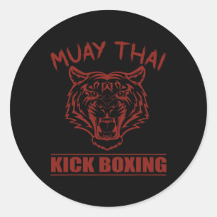 Großartiger Muay Thai Tiger Kickboxen Kampfsportle Runder Aufkleber