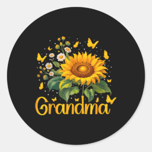 Großartiger Oma Day spendet Sonnenblume Schmetterl Runder Aufkleber