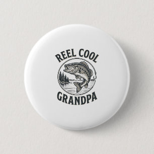 Großartiger Opa Vintage-Angeln Bass-Shirt-Design Button