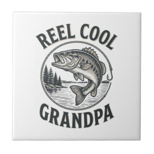Großartiger Opa Vintage-Angeln Bass-Shirt-Design Fliese