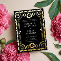 Großartiger Papel Picado Boda Wedding Black + Gold