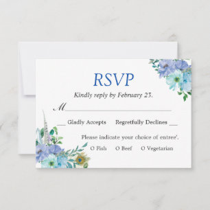 Großartiger Sapphire Blue Floral Chic Wedding RSVP Karte