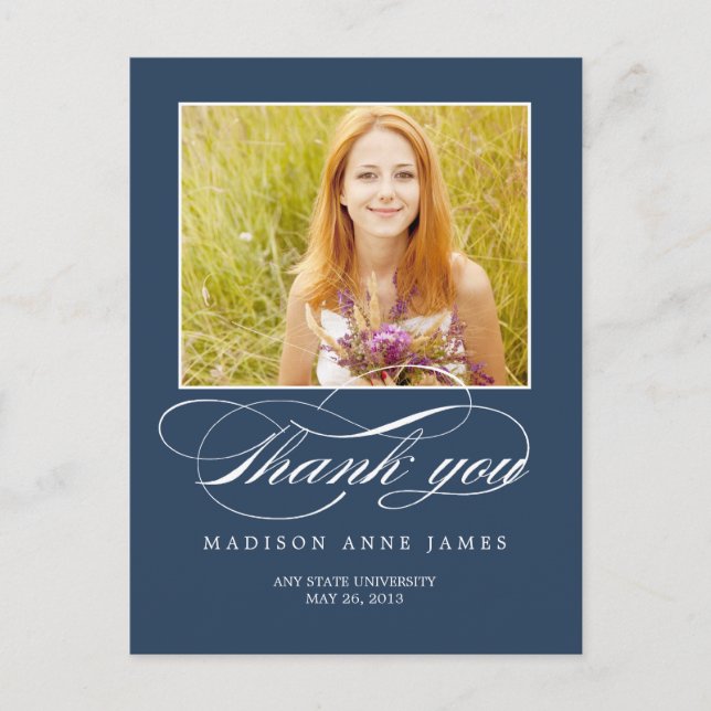 Großartiger Script-Abschluss Vielen Dank Postkarte (Vorderseite)