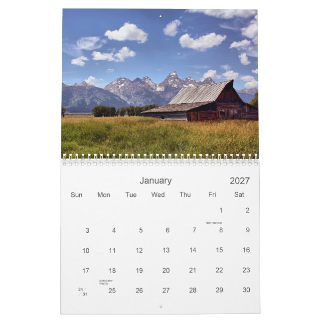 Großartiger Teton Nationalpark Kalender (Jan 2027)