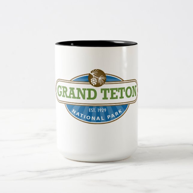 Großartiger Teton Nationalpark Zweifarbige Tasse (Mittel)