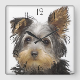 Großartiger Yorkshire Terrier Quadratische Wanduhr