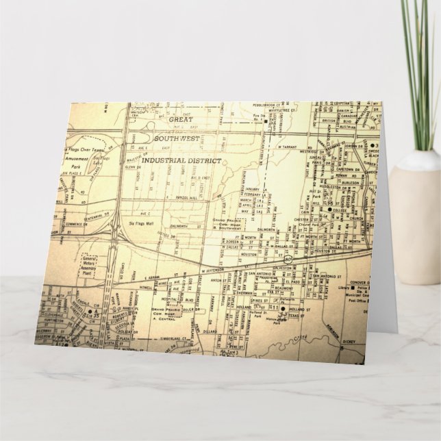 Großartiges Grasland, TX Vintage Karte (Vorderseite)