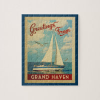 Großartiges Hafen-Segelboot-Vintage Reise Michigan