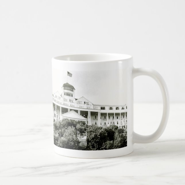 Großartiges Hotel, Mackinac Insel, Schwarzweiss Tasse (Rechts)