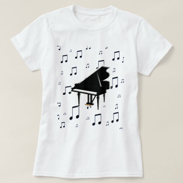 Großartiges Klavier und Musiknoten T-Shirt (Design vorne)