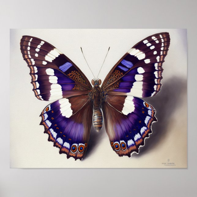 Großartiges Lila Emperor Butterfly Art Print Poste Poster (Vorne)