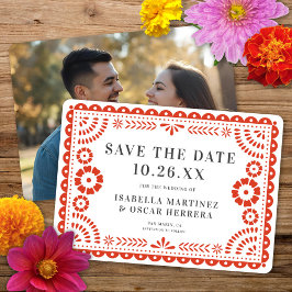 Großartiges Papel Picado Foto Warm Red Wedding Save The Date