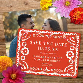Großartiges Papel Picado Foto Warm Red Wedding Save The Date