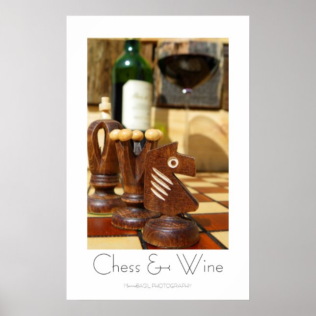 Großartiges Schach & Weinposter! Poster (Vorne)