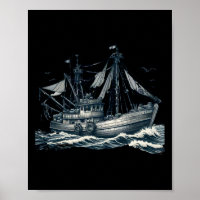 Großartiges Segelschiff auf dem Seeschild