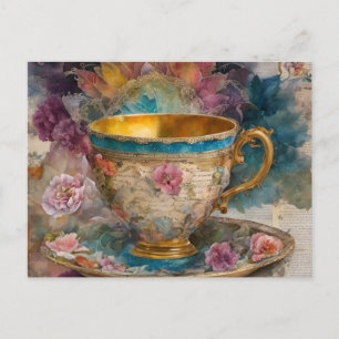 Großartiges Teacup Mixed Media Painting Postkarte
