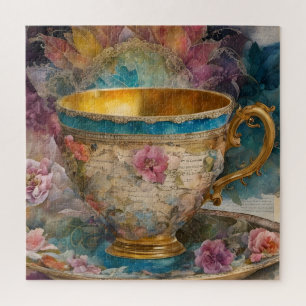Großartiges Teacup Mixed Media Painting Puzzle