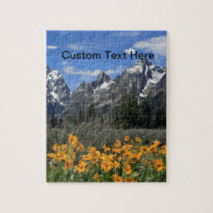 Großartiges Tetons mit gelben Blumen Puzzle