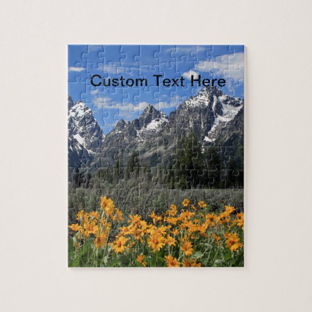 Großartiges Tetons mit gelben Blumen Puzzle (Vertikal)