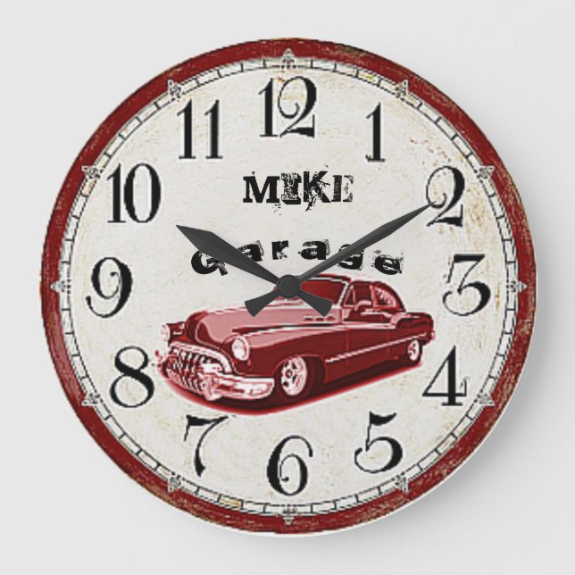 Großartiges Vintages Design mit persönlichem Namen Große Wanduhr (Vorderseite)
