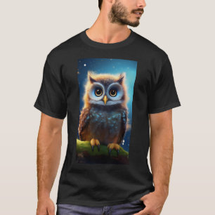 Großäugige Eule in einer magischen Nacht Oversized T-Shirt