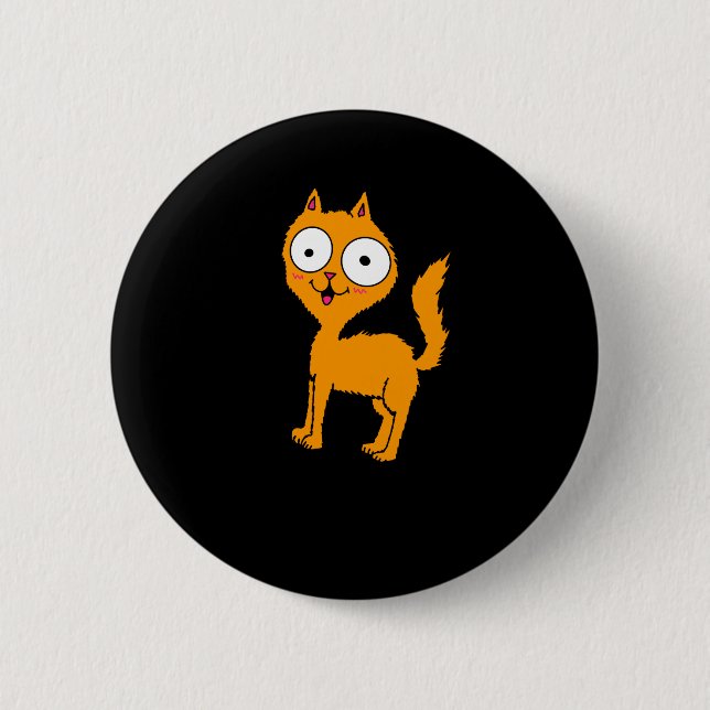 Großäugige Zeichentrick-Katze  Button (Vorderseite)