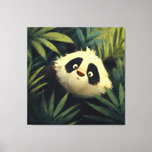 Großäugiger Panda Laub Blick Leinwanddruck