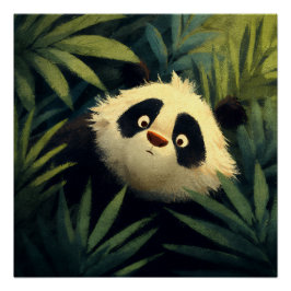 Großäugiger Panda Laub Blick Poster