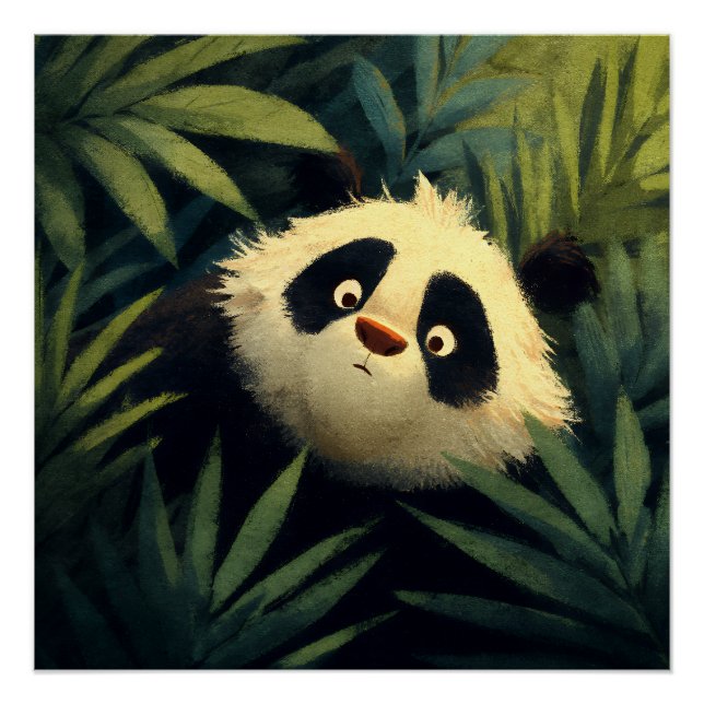 Großäugiger Panda Laub Blick Poster (Vorderseite)