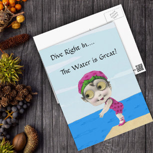 Großäugiges Mädchen Schwimmer Postkarte