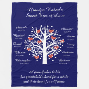 Großbaum (Herz), Weiß/Blau 10 Namen & Daten Fleecedecke