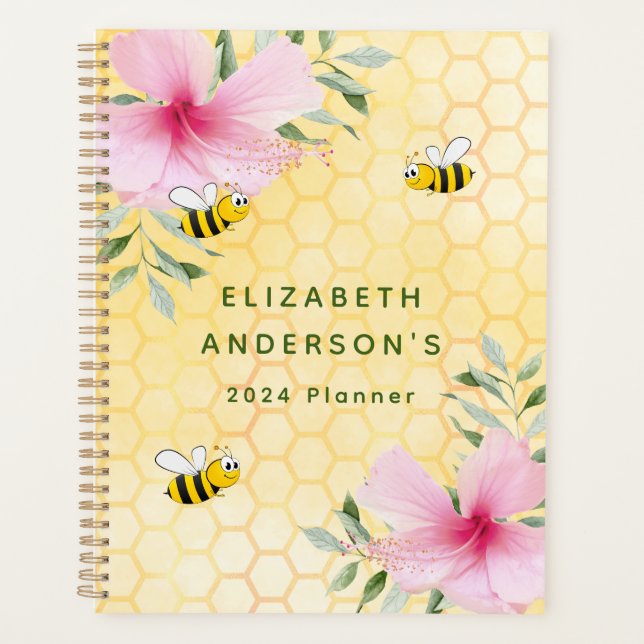 Großbienen, gelbe Honigwabengarten Garten 2024 Planer (Vorderseite)