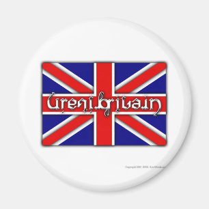 "Großbritannien" ambigram auf einer britischen Magnet