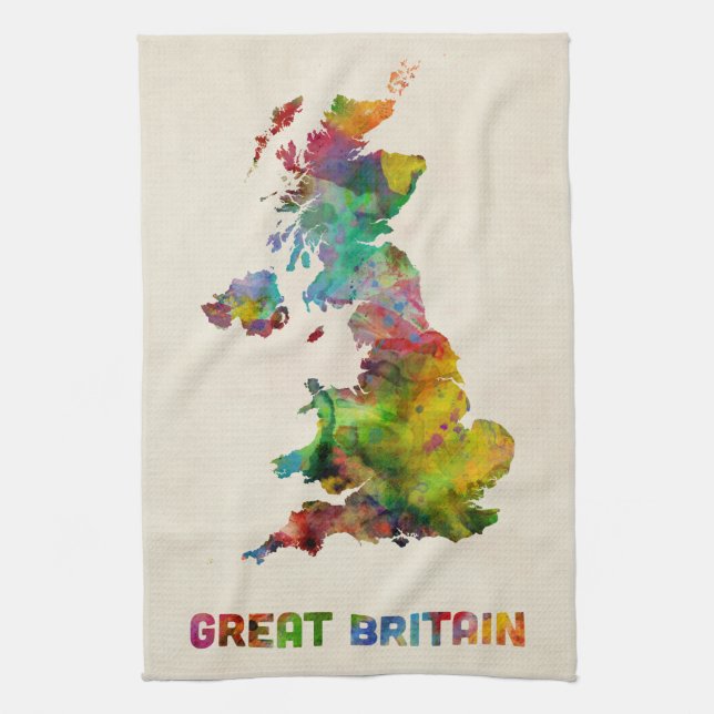 Großbritannien-Aquarell-Karte Handtuch (Vertikal)