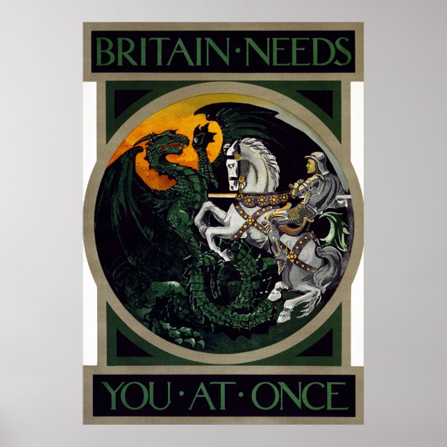 Großbritannien braucht Sie auf einmal ~ WWI-Rekrut Poster (Vorne)