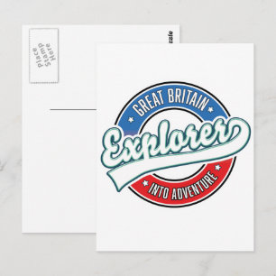 Großbritannien Explorer in das Abenteuer-Logo Postkarte