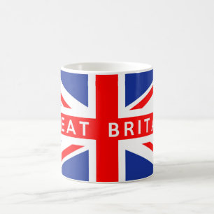 Großbritannien-Landesflaggesymbol-Namentext Kaffeetasse