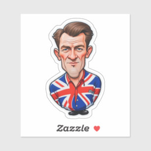 Großbritannien Männerkarikatur mit Flagge der Unio Aufkleber
