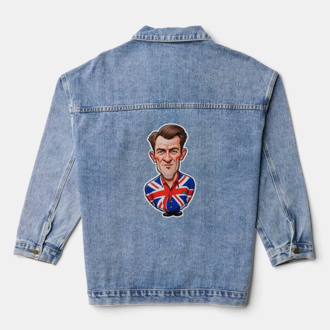 Großbritannien Männerkarikatur mit Flagge der Unio Jeansjacke (Rückseite)